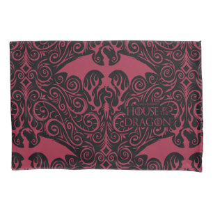 HOUSE OF THE DRAGON   Red Dragon Filigree Pattern Pillowcase