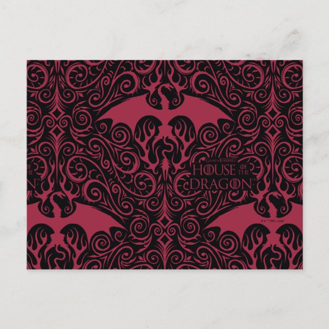 HOUSE OF THE DRAGON | Red Dragon Filigree Pattern Postcard (Front)
