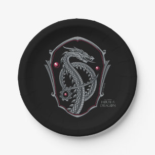 HOUSE OF THE DRAGON   Silver Dragon Badge Paper Pl Paper Plate