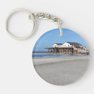 House on stilts at the beach of St. Peter Ording Key Ring