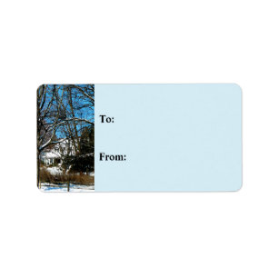 House on the Hill in Winter Label