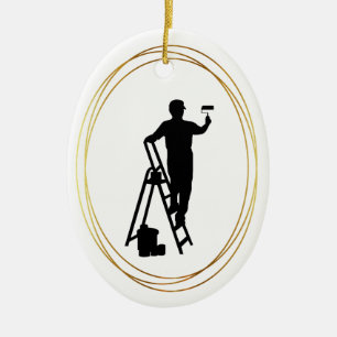 House Painter Black Silhouette Ornament