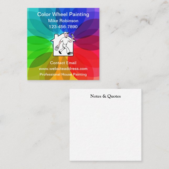 House Painter Colour Wheel Theme Square Business Card (Front/Back)
