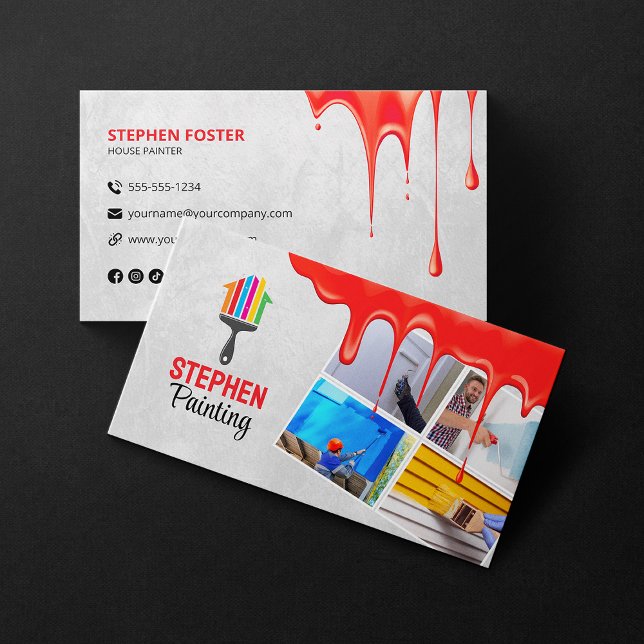 House Painter Contractor Paint Drips Paint Service Business Card (Creator Uploaded)