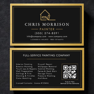 House Painter Gold Metal Painting QR Code Business Card
