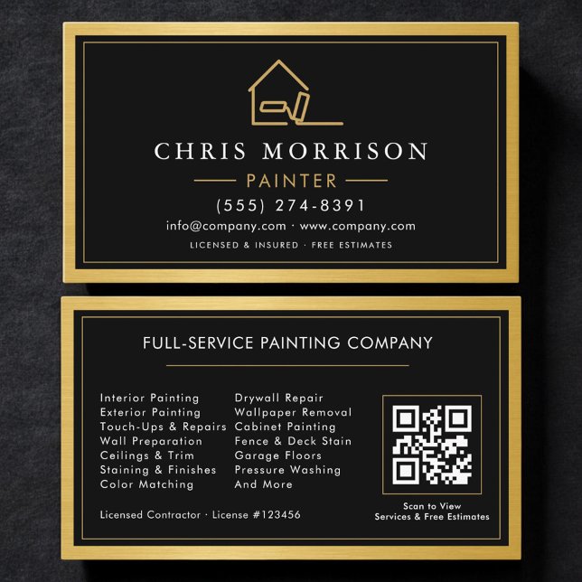 House Painter Gold Metal Painting QR Code Business Card (Creator Uploaded)