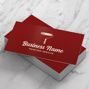 House Painter Modern Gold Painting Service Red Business Card