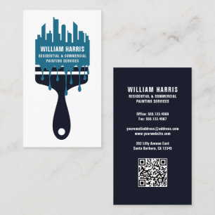 House Painter Navy & Blue QR Code  Business Card