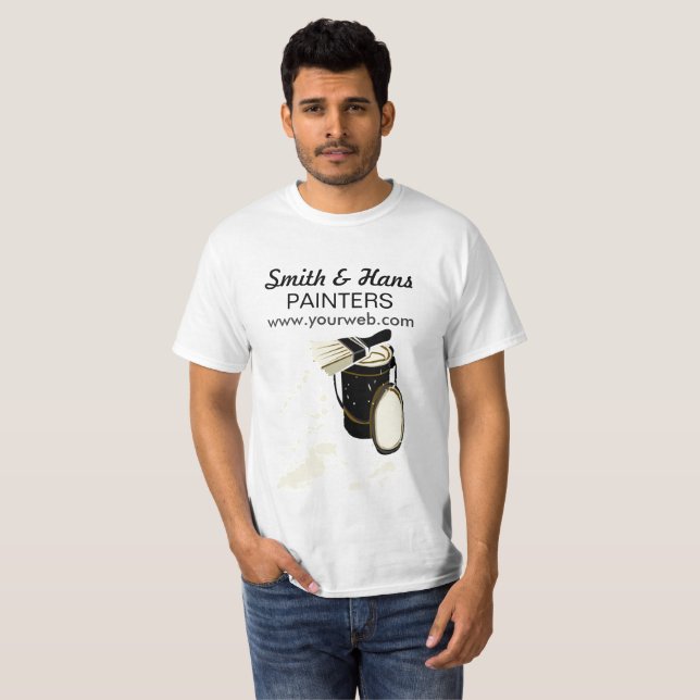 House Painter Paint Splatters White Paint Brush T-Shirt (Front Full)