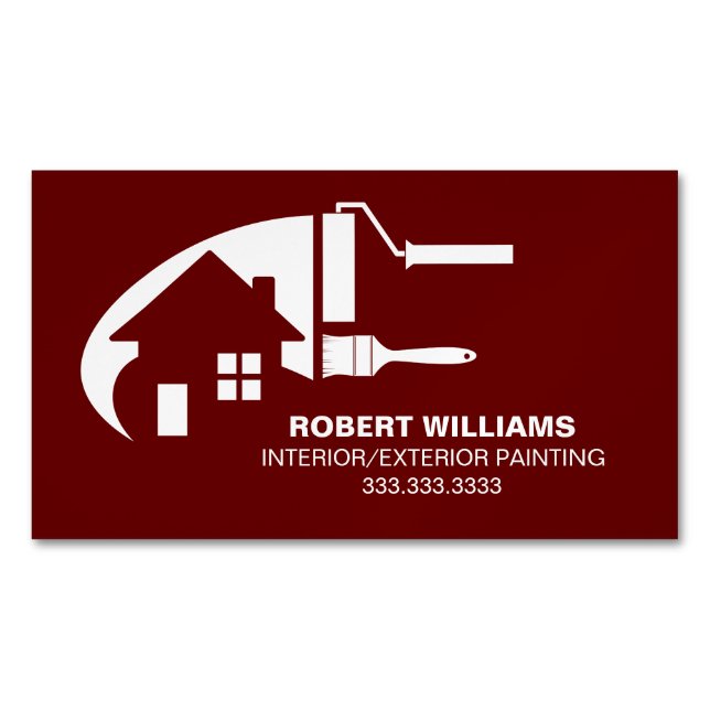House Painter Professional Burgundy Magnetic Business Card (Front)
