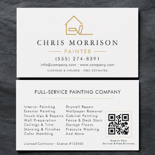 House Painter White Gold QR Code Business Card