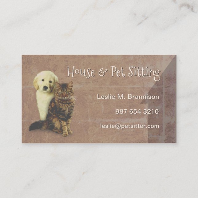 House & Pet Sitting Dog & Cat Business Card (Front)