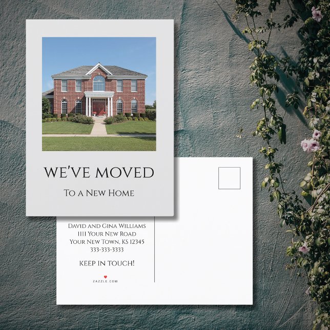 House Photo We've Moved Grey Moving   Announcement Postcard (Creator Uploaded)