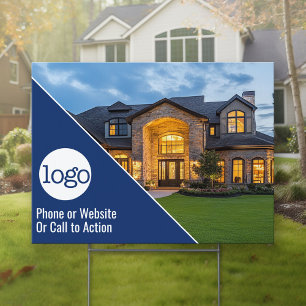 House Photo with Logo and Phone Number Garden Sign