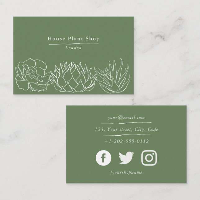 House plant shop, social media business card (Front/Back)