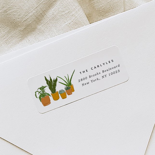 House Plants Have Moved Illustrated Return Address Label (House Plants Have Moved Illustrated Return Address Label)