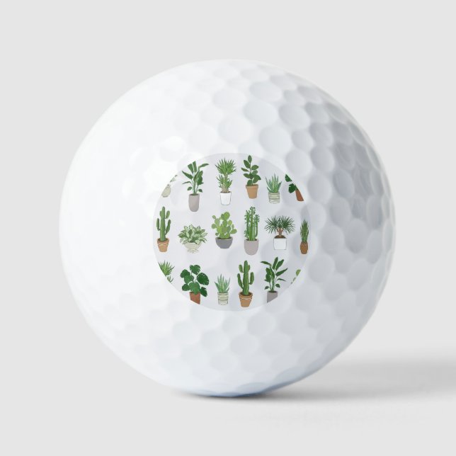 House plants, vintage doodle pattern golf balls (Front)