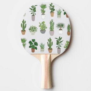 House plants, vintage doodle pattern ping pong paddle