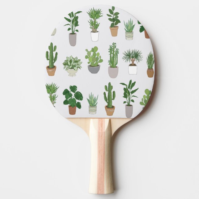 House plants, vintage doodle pattern ping pong paddle (Front)