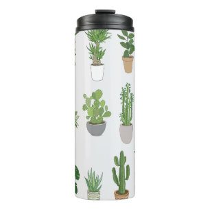 House plants, vintage doodle pattern thermal tumbler