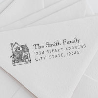 House Portrait Family Name Return Address