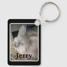 House Rabbit Memorial Photo Black Keepsake Metal Key Ring