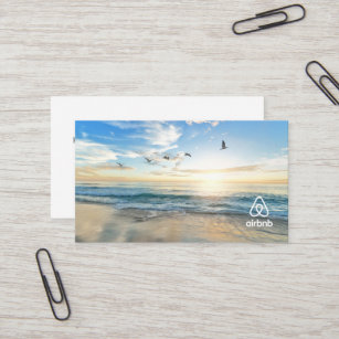 House rental beach picture and logo Airbnb Busines Business Card
