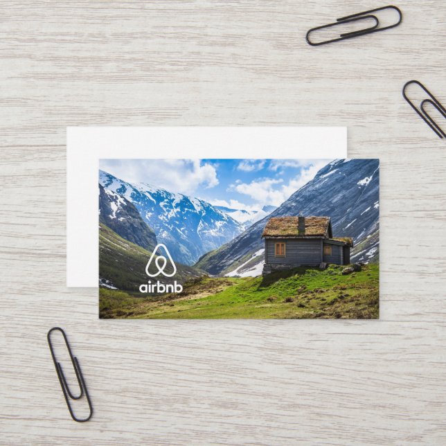 House rental picture and logo Airbnb Business Card (Front/Back In Situ)