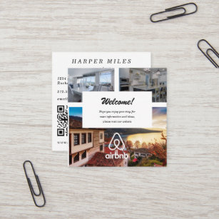 House rental picture and logo Airbnb QR Business C Square Business Card