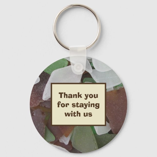 House Rental Vacation Home Sea Glass Guest Key Ring (Front)