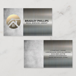 House Roof Sun Shine Logo Metallic Business Card