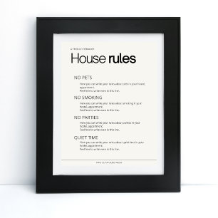 House rules  hostel bed & breakfast info poster
