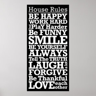 House Rules Sign Motivational Poster