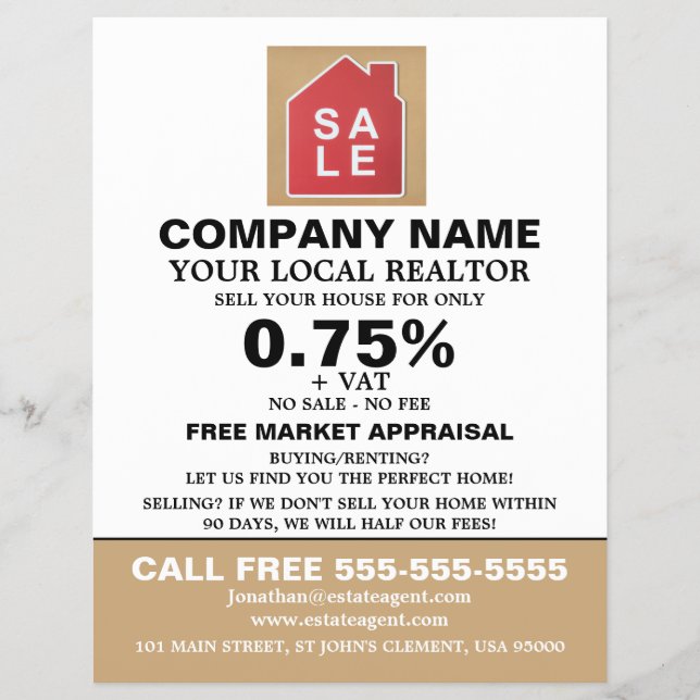 House Sale Logo, Realtor, Estate Agent Advertising Flyer (Front)