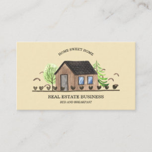 House Scandinavian Home Rent Room Hotel yellow Business Card