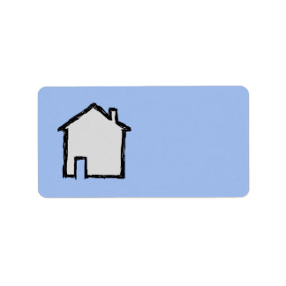 House Sketch. Black and Blue. Label