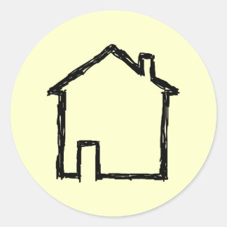 House Sketch. Black and Cream. Classic Round Sticker