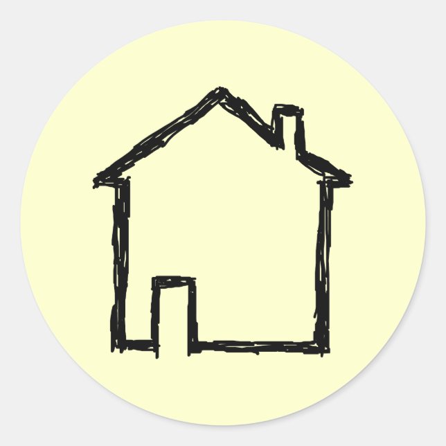 House Sketch. Black and Cream. Classic Round Sticker (Front)