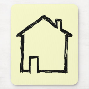House Sketch. Black and Cream. Mouse Pad