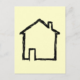 House Sketch. Black and Cream. Postcard