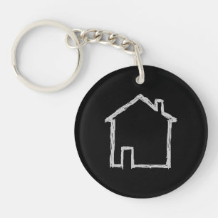 House Sketch. Grey and Black. Key Ring