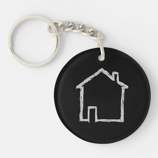 House Sketch. Grey and Black. Key Ring (Front)