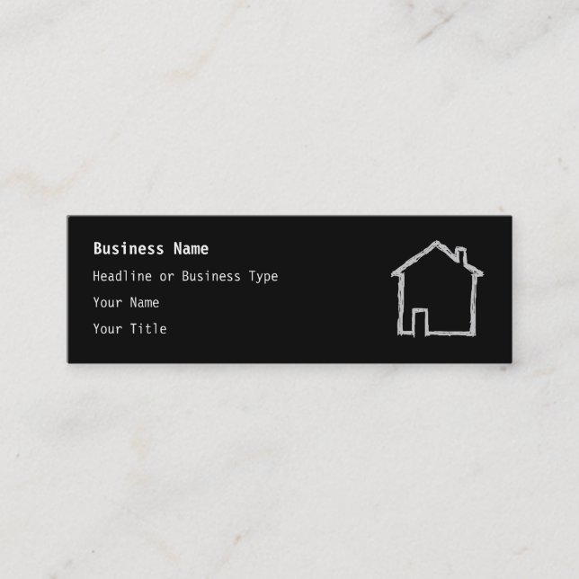 House Sketch. Grey and Black. Mini Business Card (Front)