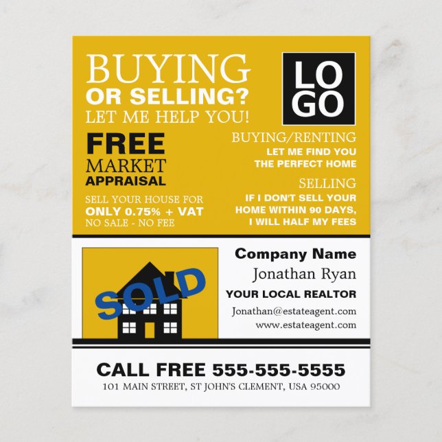 House Sold, Realtor, Estate Agent Advertising Flyer (Front)
