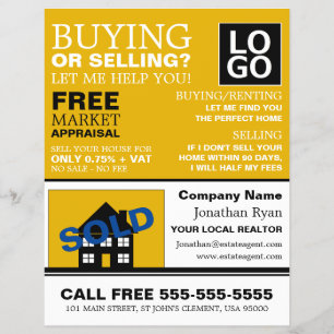 House Sold, Realtor, Estate Agent Advertising Flyer