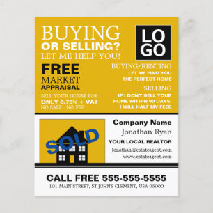 House Sold, Realtor, Estate Agent Advertising Flyer