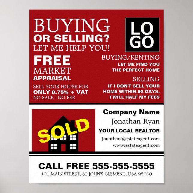 House Sold, Realtor, Estate Agent Advertising Poster (Front)