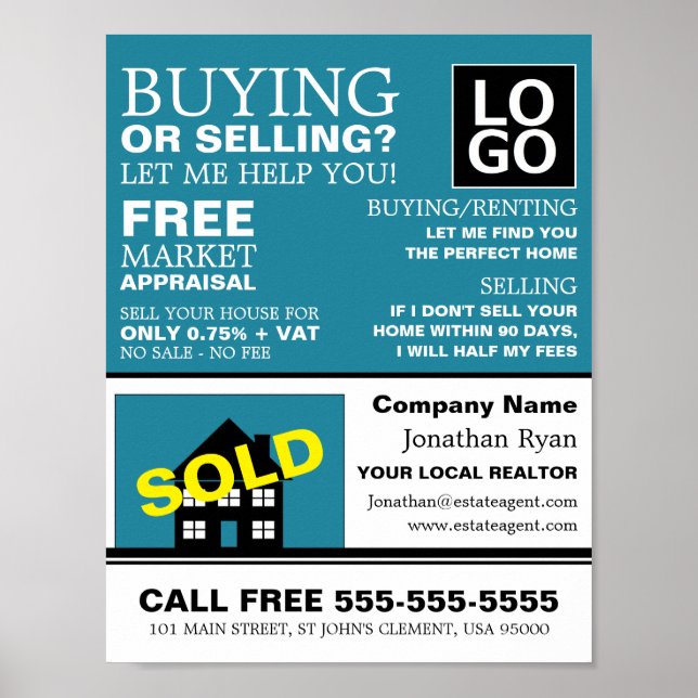 House Sold, Realtor, Estate Agent Advertising Poster (Front)