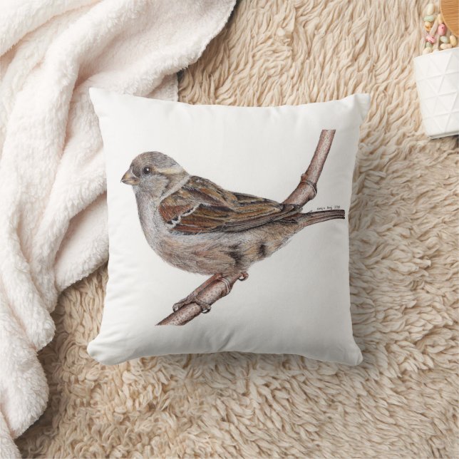  House Sparrow Bird (Passer Domesticus) Pillow (Blanket)