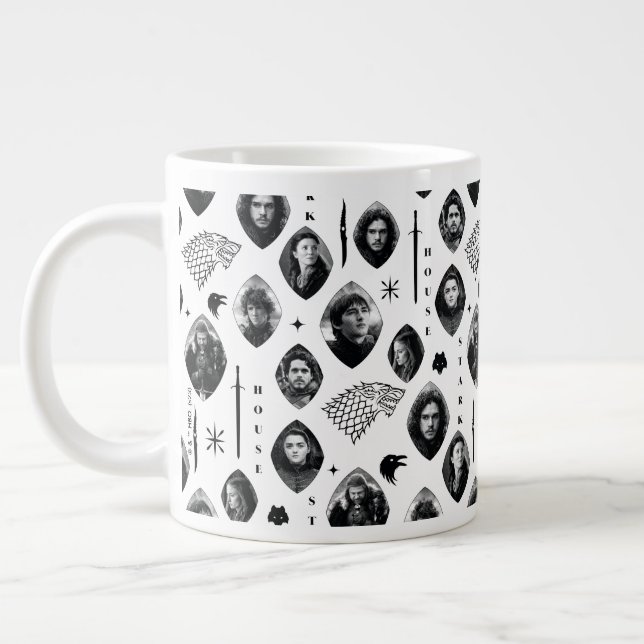 House Stark Icons & Portraits Pattern Large Coffee Mug (Left)